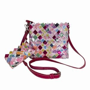 Nahui Ollin Sweethearts Candy Wrapper Purse Crossbody & Coin Purse Recycled Eco